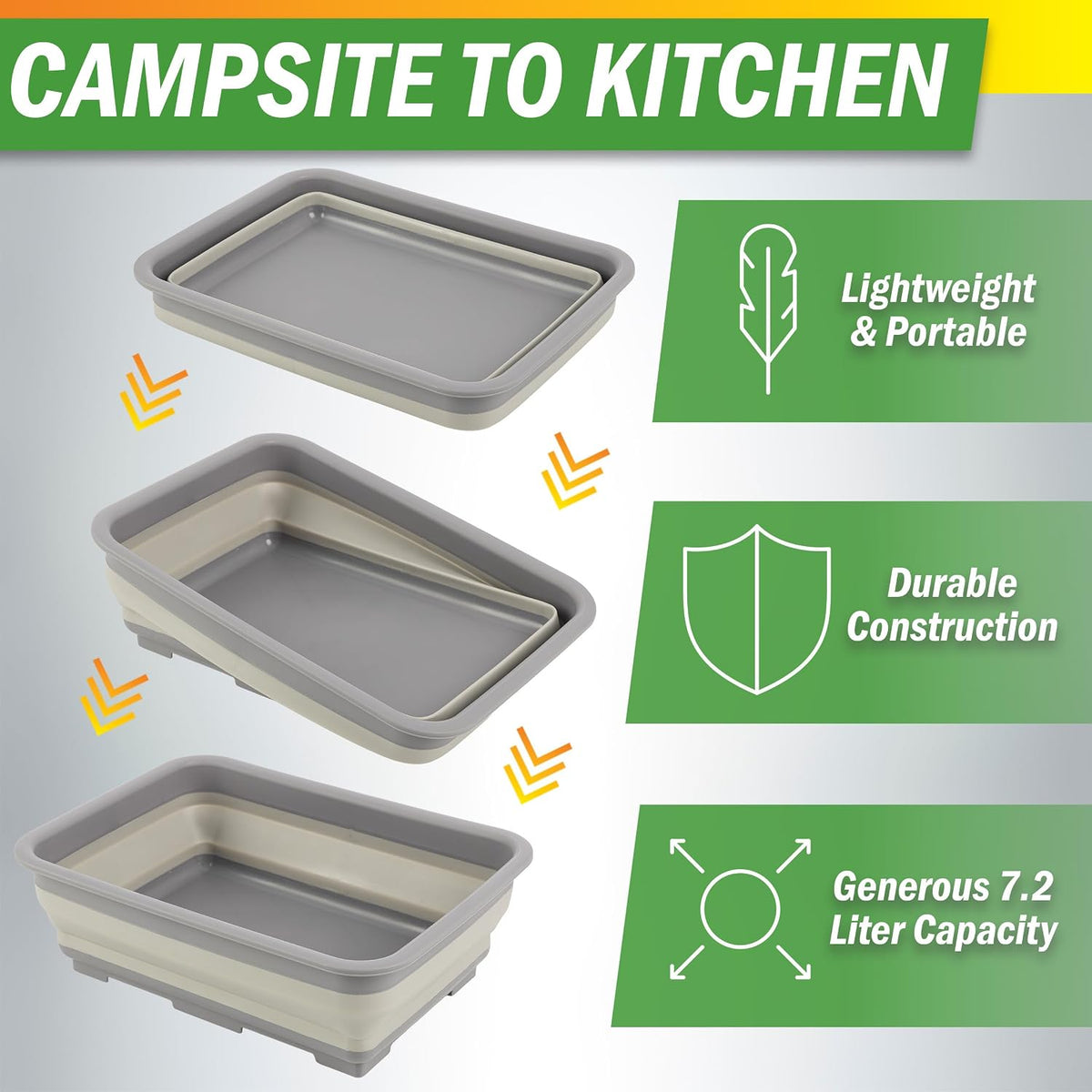 Collapsible Cleaning Caddy - Portable Multi-use Wash Basin, Dish Tub, or Ice Bucket with 7.27L Capacity for Camping and Tailgating (Red)