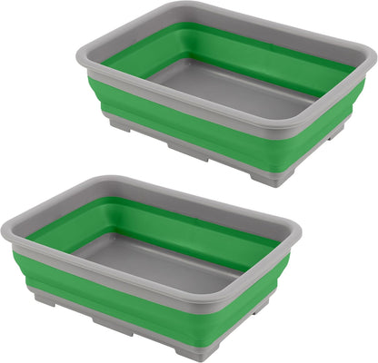 Collapsible Cleaning Caddy - Portable Multi-use Wash Basin, Dish Tub, or Ice Bucket with 7.27L Capacity for Camping and Tailgating (Red)