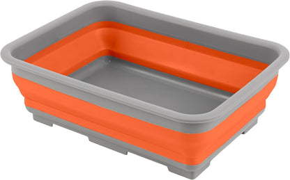 Collapsible Cleaning Caddy - Portable Multi-use Wash Basin, Dish Tub, or Ice Bucket with 7.27L Capacity for Camping and Tailgating (Red)