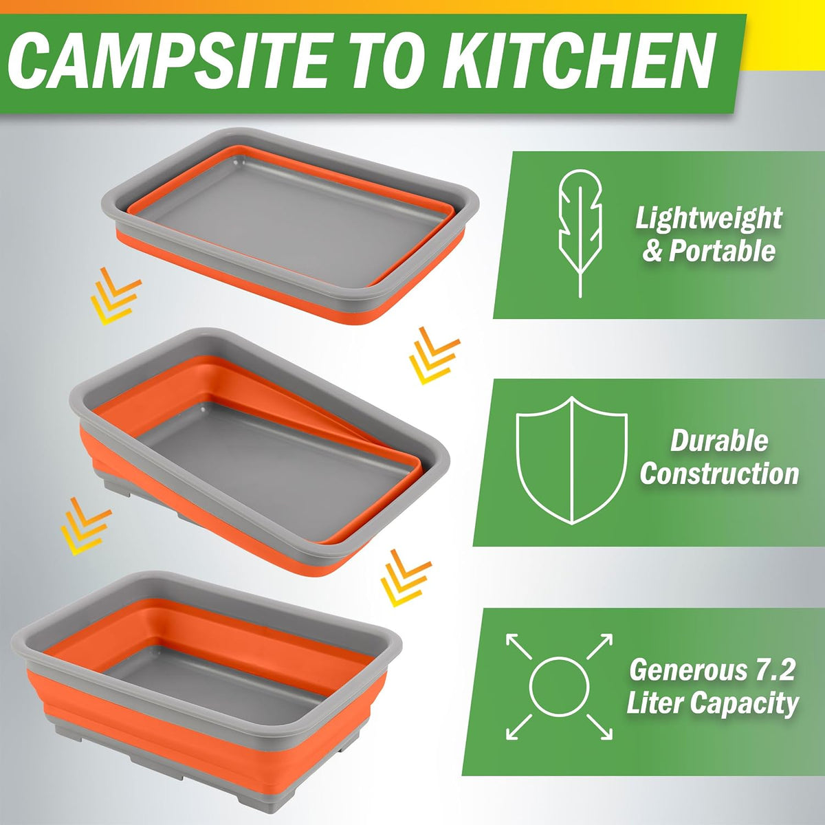 Collapsible Cleaning Caddy - Portable Multi-use Wash Basin, Dish Tub, or Ice Bucket with 7.27L Capacity for Camping and Tailgating (Red)