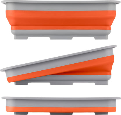 Collapsible Cleaning Caddy - Portable Multi-use Wash Basin, Dish Tub, or Ice Bucket with 7.27L Capacity for Camping and Tailgating (Red)