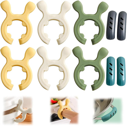 6PCS Silicone Pot Handle Spatula Rack Heat Resistant Spoon Rest Kitchen Set | Non-Slip Multifunction Silicone Kitchen Set. Protects From Heat & Burns. Includes Spoon Rest, Steam Vent & Pot Handle Covers