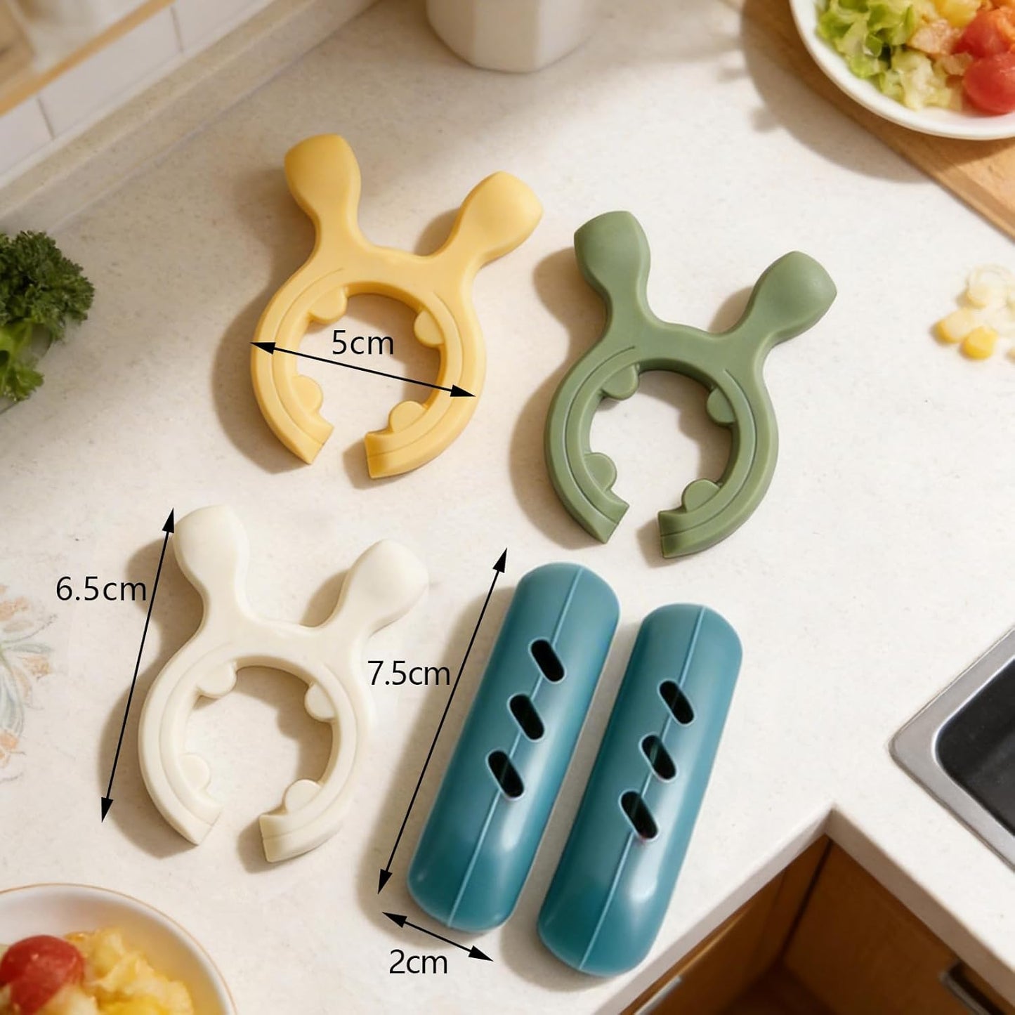 6PCS Silicone Pot Handle Spatula Rack Heat Resistant Spoon Rest Kitchen Set | Non-Slip Multifunction Silicone Kitchen Set. Protects From Heat & Burns. Includes Spoon Rest, Steam Vent & Pot Handle Covers