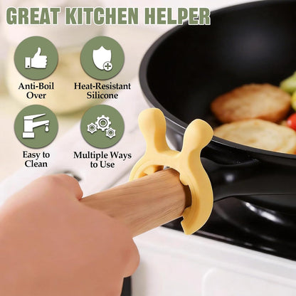 6PCS Silicone Pot Handle Spatula Rack Heat Resistant Spoon Rest Kitchen Set | Non-Slip Multifunction Silicone Kitchen Set. Protects From Heat & Burns. Includes Spoon Rest, Steam Vent & Pot Handle Covers