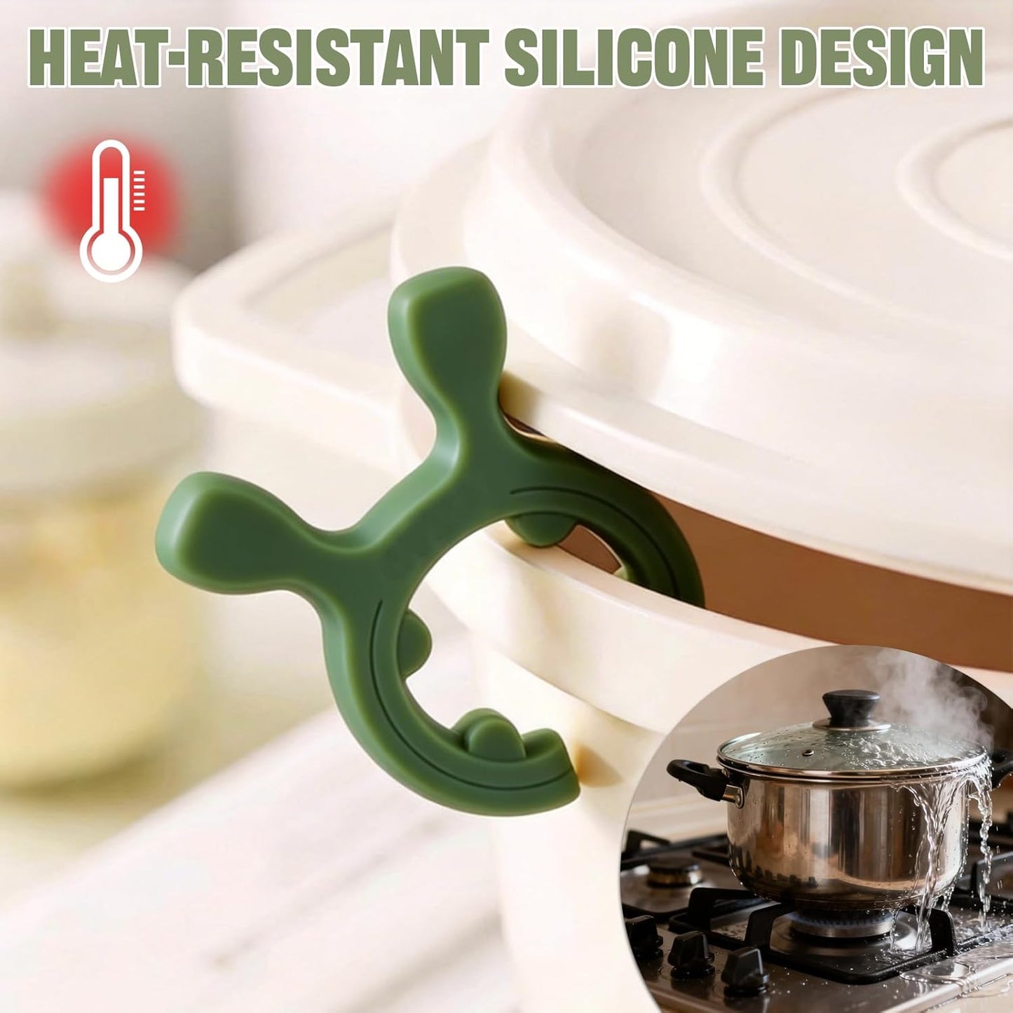 6PCS Silicone Pot Handle Spatula Rack Heat Resistant Spoon Rest Kitchen Set | Non-Slip Multifunction Silicone Kitchen Set. Protects From Heat & Burns. Includes Spoon Rest, Steam Vent & Pot Handle Covers