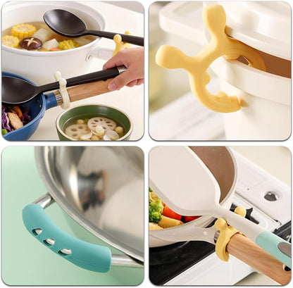 6PCS Silicone Pot Handle Spatula Rack Heat Resistant Spoon Rest Kitchen Set | Non-Slip Multifunction Silicone Kitchen Set. Protects From Heat & Burns. Includes Spoon Rest, Steam Vent & Pot Handle Covers