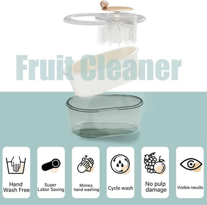 2025 New Fruit Cleaner Spinner, Large Multifunctional Vegetable Washer Bowl with Brush, Fruit Scrubber for Home Kitchen (Green)