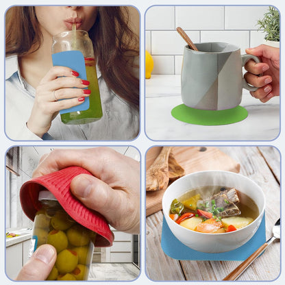 4PCS Rubber Jar Opener Gripper Pads for Seniors (Blue+Green)