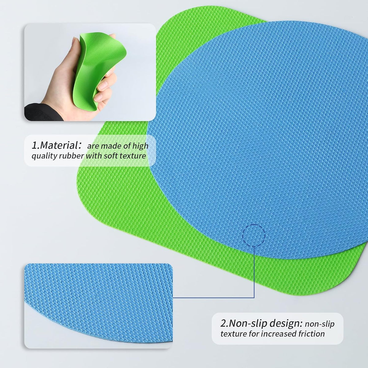 4PCS Rubber Jar Opener Gripper Pads for Seniors (Blue+Green)