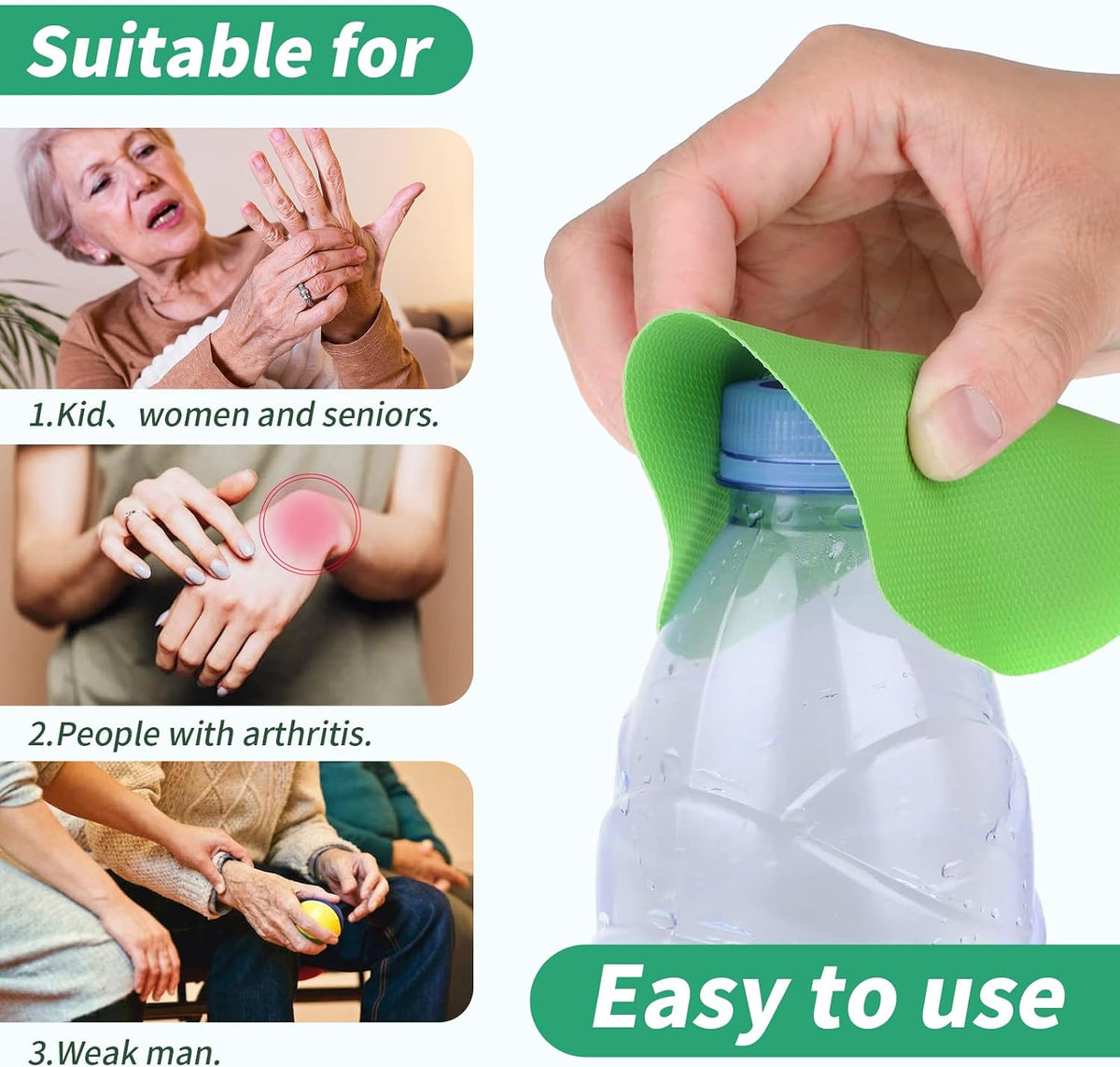 4PCS Rubber Jar Opener Gripper Pads for Seniors (Blue+Green)