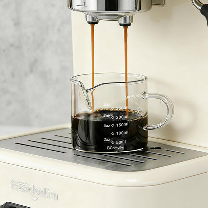 Espresso Cup Measuring Cup Triple Pitcher Milk Cup 250ML/8.5OZ Espresso Cups with Handle Shot Glass with V-Shaped Mouth Clear Accessories Milk Frothing Pitcher (1)