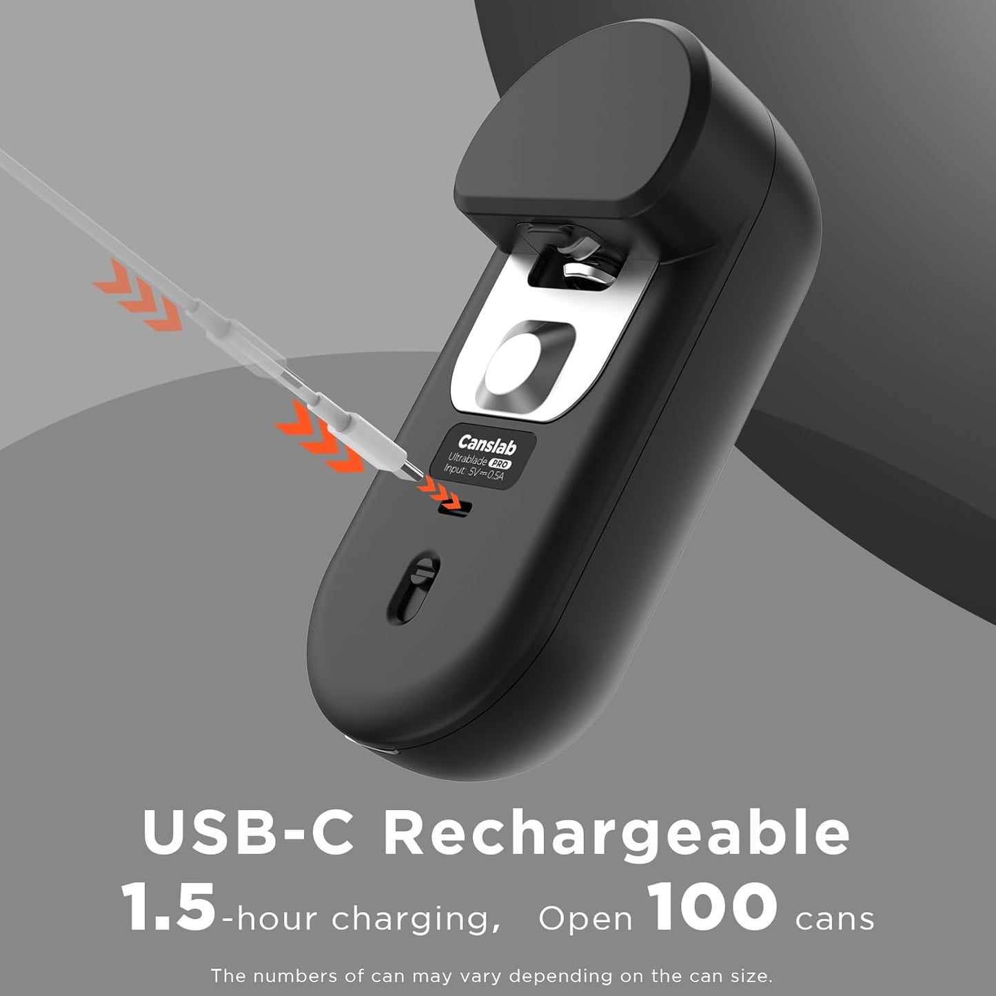 Turbo Rechargeable Can Opener - Professional Grade Blade, Auto-Stop, LED Battery Life Display, Wall-mountable, Side Cut Electric Can Opener for Smooth Edge, Hands-free Operation,USB-C Charging