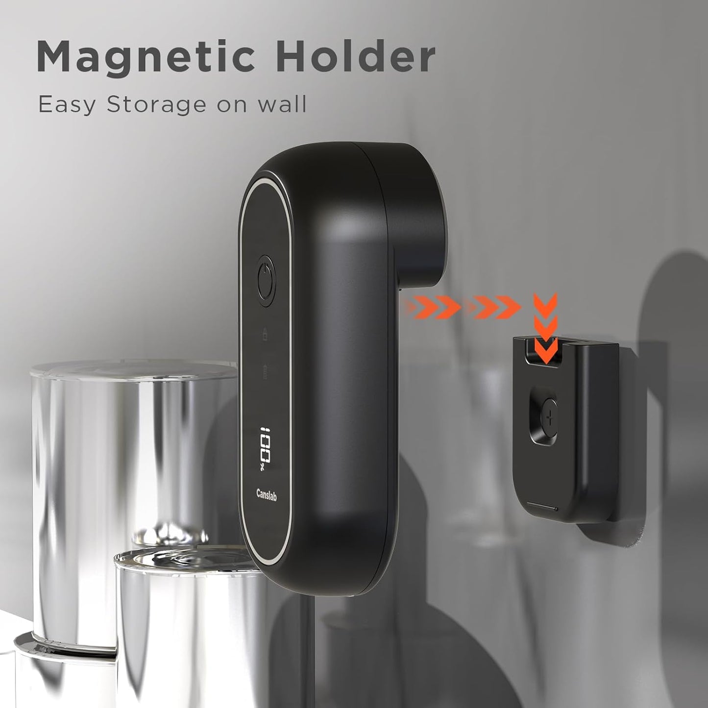 Turbo Rechargeable Can Opener - Professional Grade Blade, Auto-Stop, LED Battery Life Display, Wall-mountable, Side Cut Electric Can Opener for Smooth Edge, Hands-free Operation,USB-C Charging