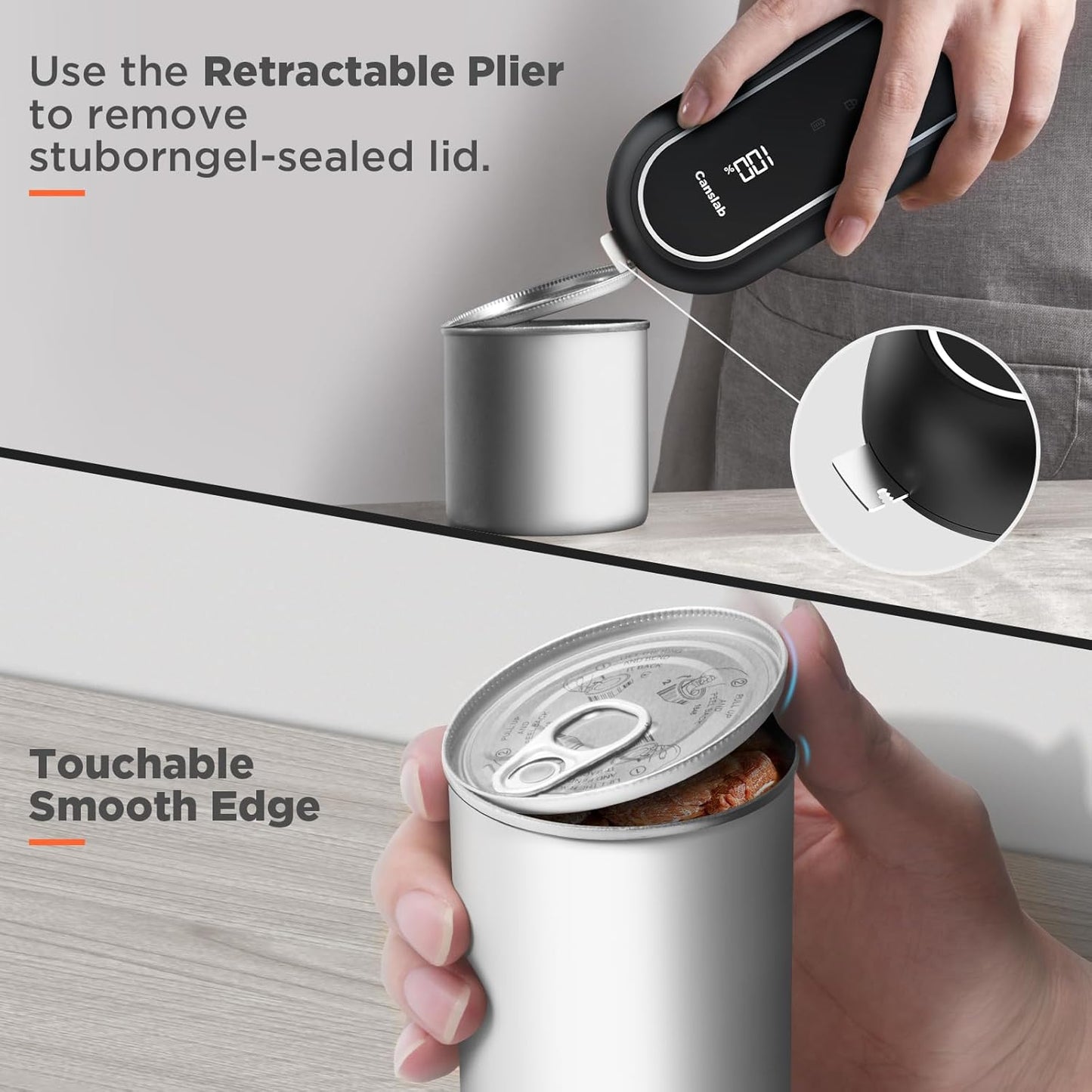 Turbo Rechargeable Can Opener - Professional Grade Blade, Auto-Stop, LED Battery Life Display, Wall-mountable, Side Cut Electric Can Opener for Smooth Edge, Hands-free Operation,USB-C Charging