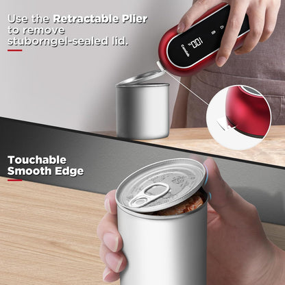Turbo Rechargeable Can Opener - Professional Grade Blade, Auto-Stop, LED Battery Life Display, Wall-mountable, Side Cut Electric Can Opener for Smooth Edge, Hands-free Operation,USB-C Charging