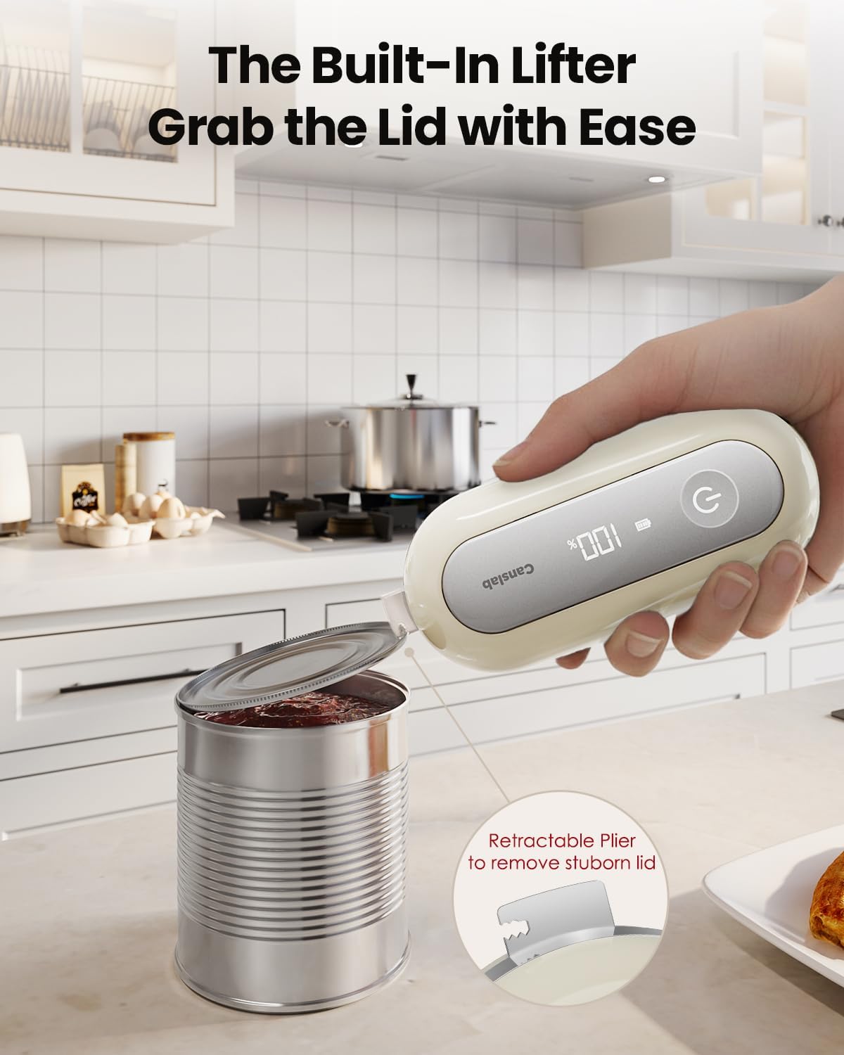 Turbo Rechargeable Can Opener - Professional Grade Blade, Auto-Stop, LED Battery Life Display, Wall-mountable, Side Cut Electric Can Opener for Smooth Edge, Hands-free Operation,USB-C Charging