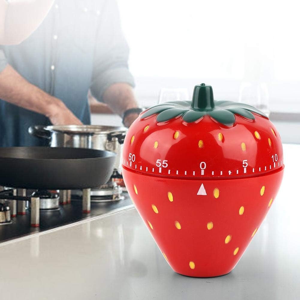 Kitchen Timer Strawberry Shaped, 60 Minutes Kitchen Timer Mechanical Time Reminder Kitchen Accessorie for Cooking
