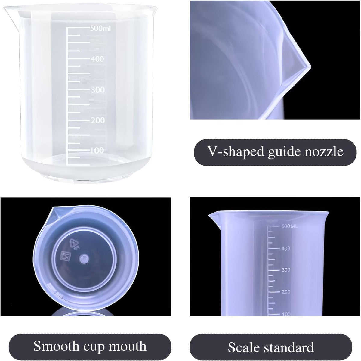 500ML Plastic Measuring Cup, Beaker Tip, Pour Measuring Containers