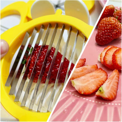3-in-1 Egg Slicer with Sharp Stainless Steel Blades, Heavy Duty Multi-purpose Food Cutter for Slicing, Wedging & Quartering, Durable Blade Slicer for Hard Boiled Eggs, Strawberries & Kiwis
