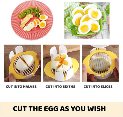3-in-1 Egg Slicer with Sharp Stainless Steel Blades, Heavy Duty Multi-purpose Food Cutter for Slicing, Wedging & Quartering, Durable Blade Slicer for Hard Boiled Eggs, Strawberries & Kiwis