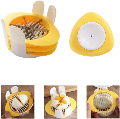 3-in-1 Egg Slicer with Sharp Stainless Steel Blades, Heavy Duty Multi-purpose Food Cutter for Slicing, Wedging & Quartering, Durable Blade Slicer for Hard Boiled Eggs, Strawberries & Kiwis