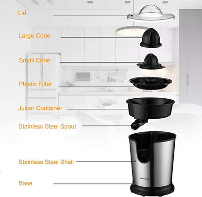 Electric Citrus Juicer, Lemon Squeezer with Stainless Steel, Orange Squeezer