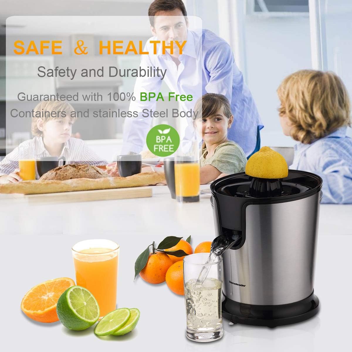 Electric Citrus Juicer, Lemon Squeezer with Stainless Steel, Orange Squeezer