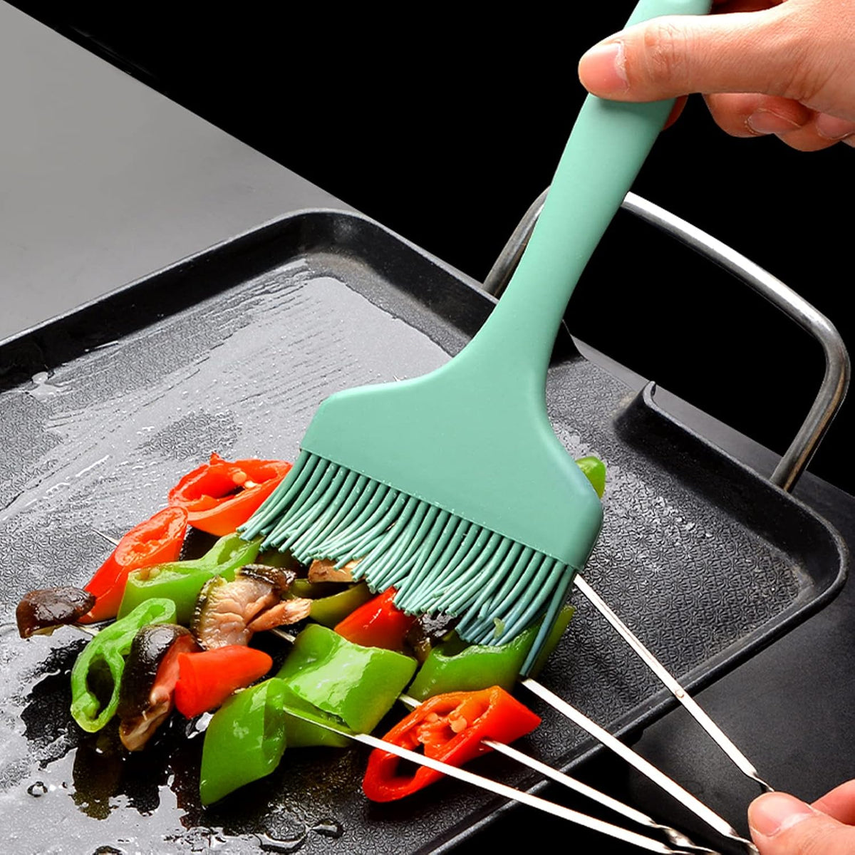 Basting Brush Silicone Pastry Baking Brushes Large Grill BBQ Sauce Marinade Meat Glazing Oil Brush Heat Resistant, Kitchen Cooking Baste Pastries Cakes Desserts, Dishwasher Safe 2Pack (2)
