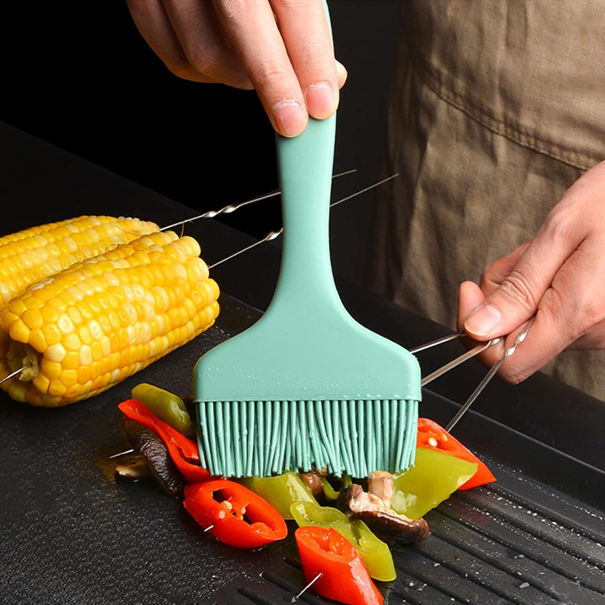 Basting Brush Silicone Pastry Baking Brushes Large Grill BBQ Sauce Marinade Meat Glazing Oil Brush Heat Resistant, Kitchen Cooking Baste Pastries Cakes Desserts, Dishwasher Safe 2Pack (2)