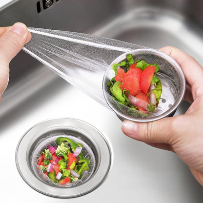 500 Pack Kitchen Sink Strainer Mesh Bags – Anti-Clogging Disposable Sink Drain Covers that Trap Food Scraps, Leftovers, Hair & Debris. Ultra-Fine Sink Filter Nets Fit Most Sink Strainers.