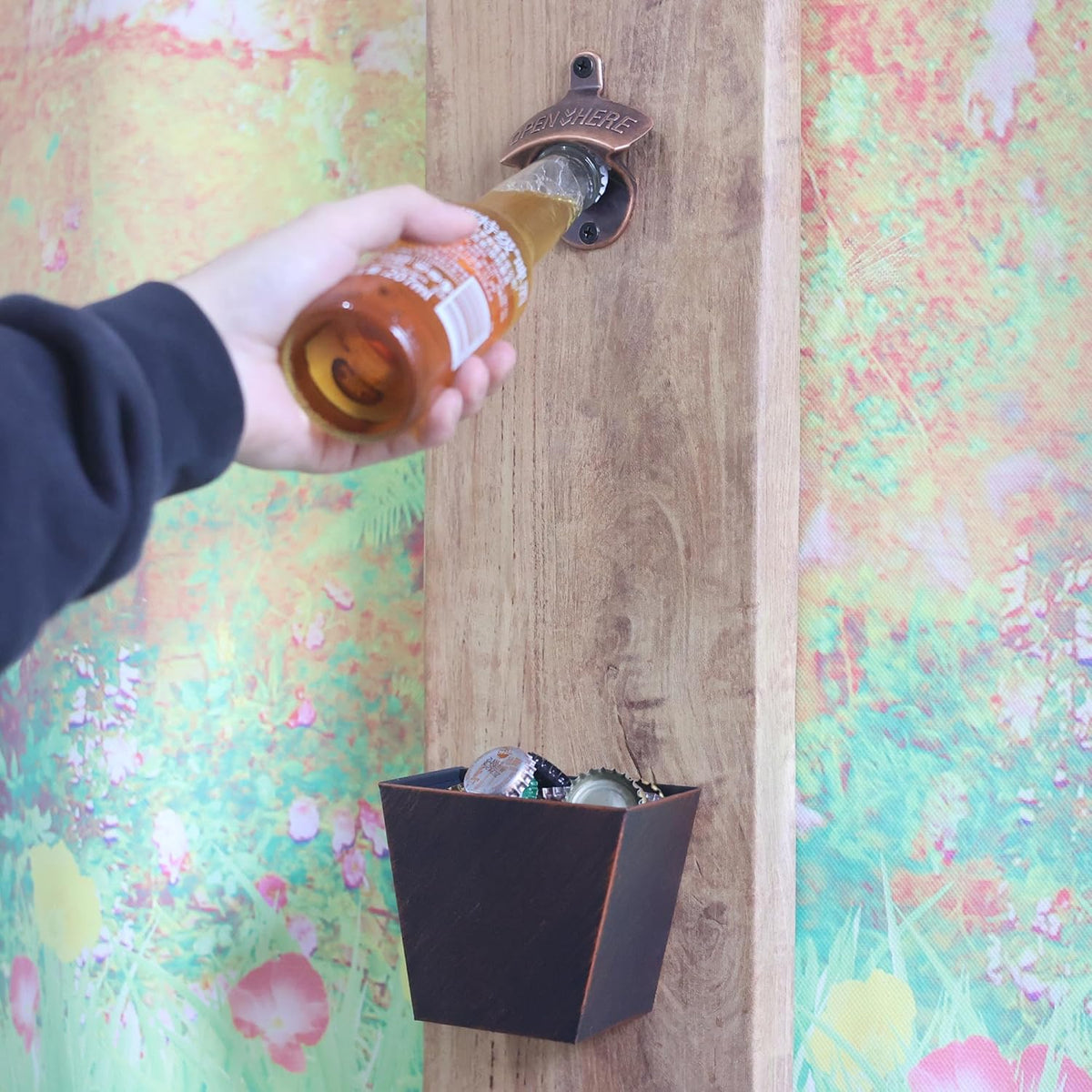 Beer Bottle Opener Wall Mounted Rustic and Black with Screws 2 PCS