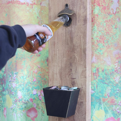 Beer Bottle Opener Wall Mounted Rustic and Black with Screws 2 PCS