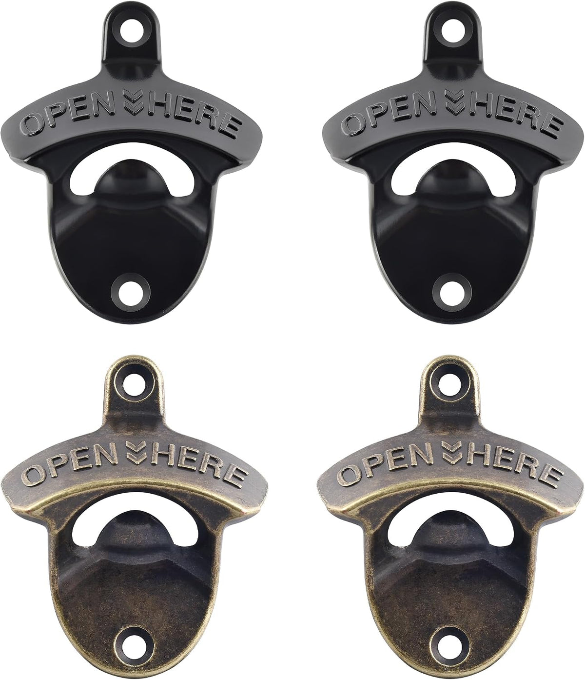 Beer Bottle Opener Wall Mounted Rustic and Black with Screws 2 PCS