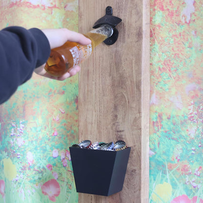 Beer Bottle Opener Wall Mounted Rustic and Black with Screws 2 PCS