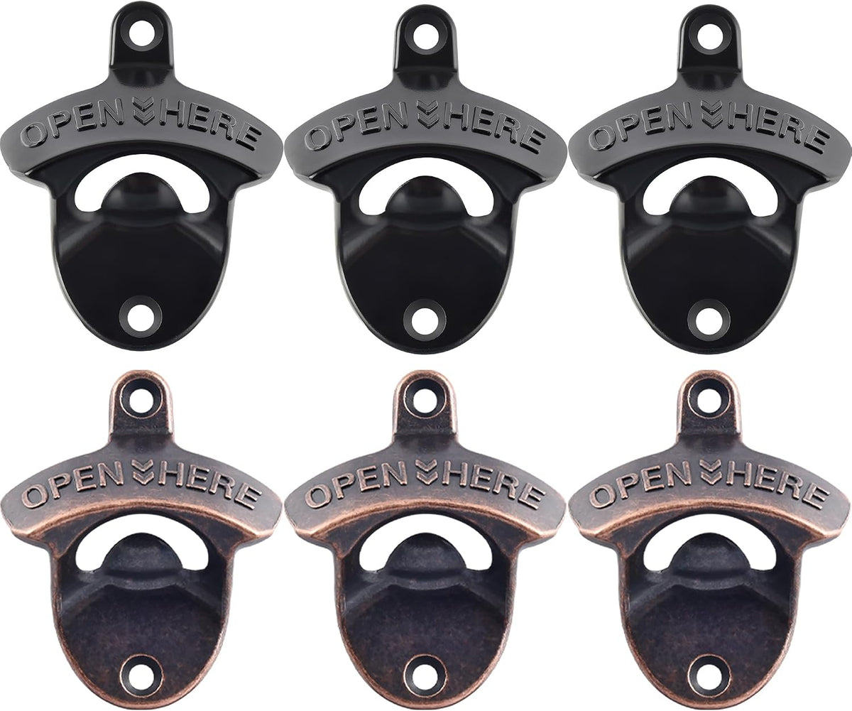 Beer Bottle Opener Wall Mounted Rustic and Black with Screws 2 PCS