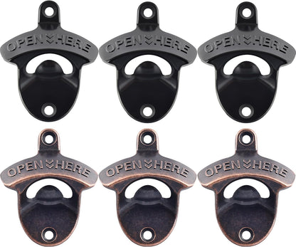 Beer Bottle Opener Wall Mounted Rustic and Black with Screws 2 PCS