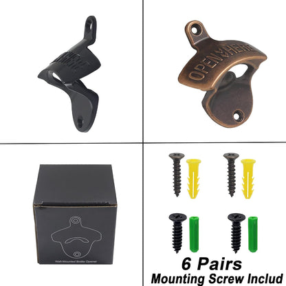 Beer Bottle Opener Wall Mounted Rustic and Black with Screws 2 PCS
