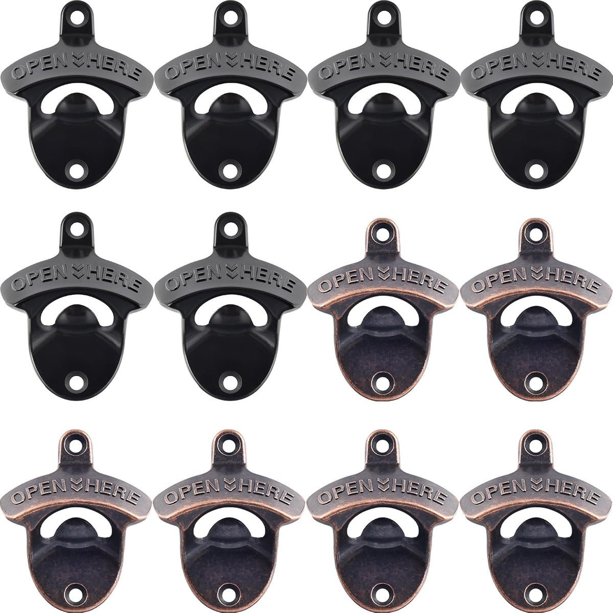 Beer Bottle Opener Wall Mounted Rustic and Black with Screws 2 PCS