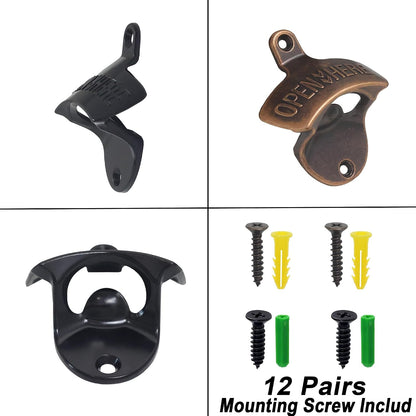 Beer Bottle Opener Wall Mounted Rustic and Black with Screws 2 PCS