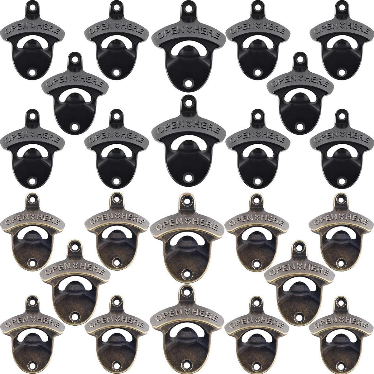 Beer Bottle Opener Wall Mounted Rustic and Black with Screws 2 PCS