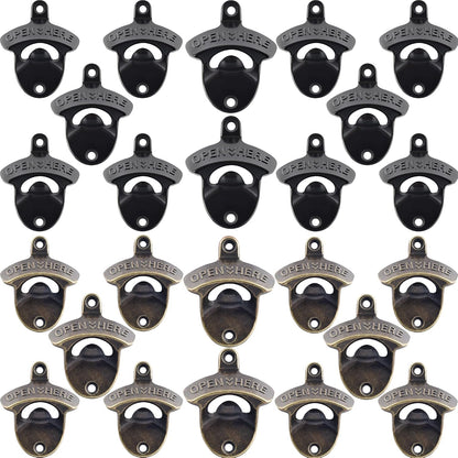 Beer Bottle Opener Wall Mounted Rustic and Black with Screws 2 PCS