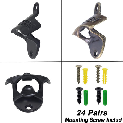 Beer Bottle Opener Wall Mounted Rustic and Black with Screws 2 PCS