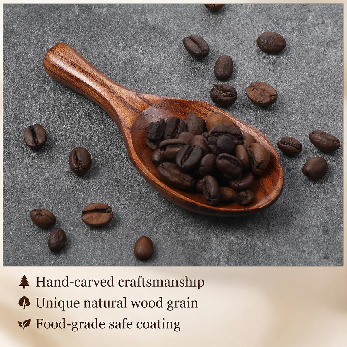 Wooden Coffee Scoop Bath Salt Scoop Multi-Purpose Kitchen Scooping Tool Home Kitchen Accessories Measuring for Coffee Beans Ground Beans or Tea Sugar