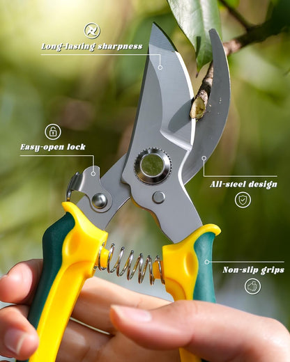 3 Pack Garden Pruning Shears Scissors Clippers (Yellow)