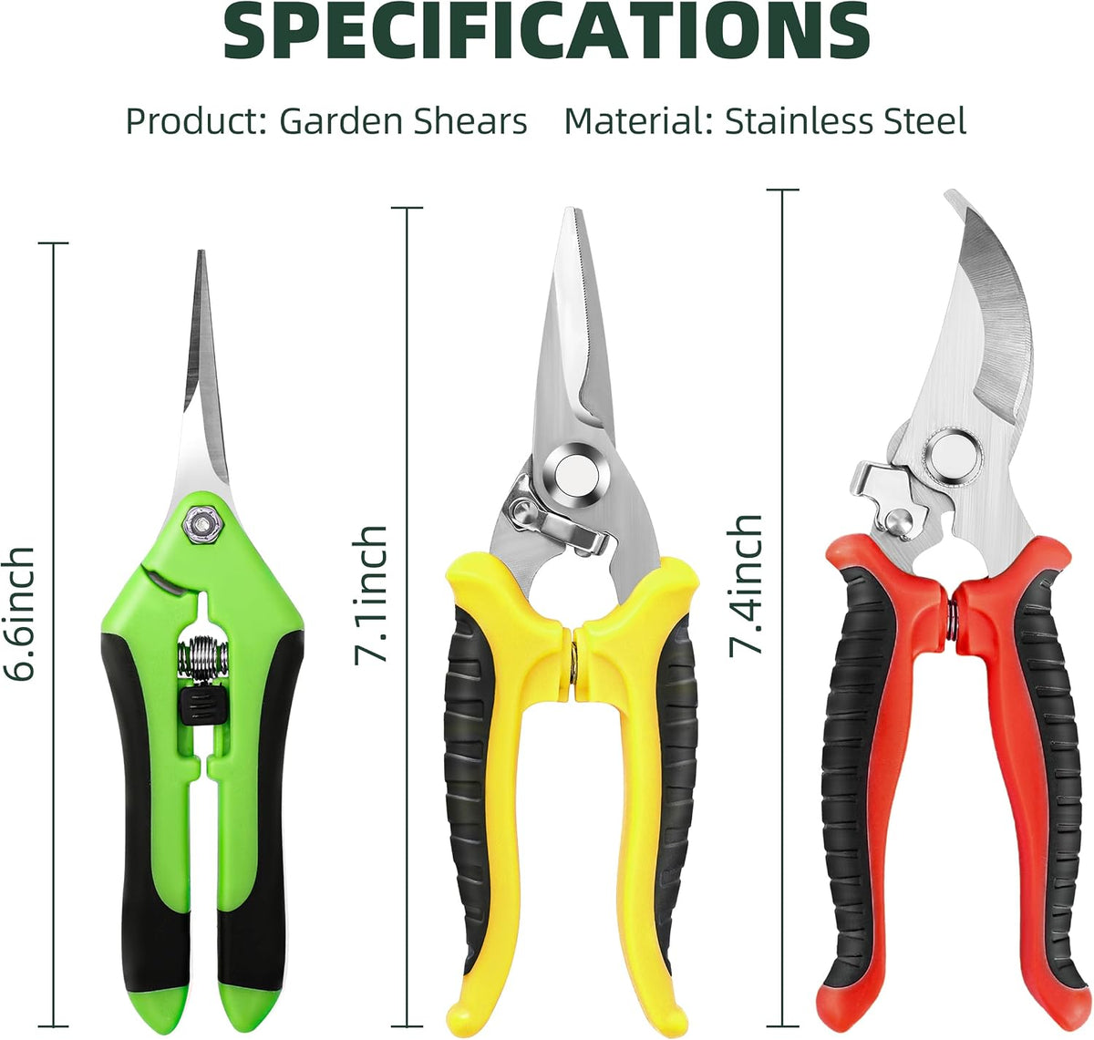 3 Pack Garden Pruning Shears Scissors Clippers (Yellow)
