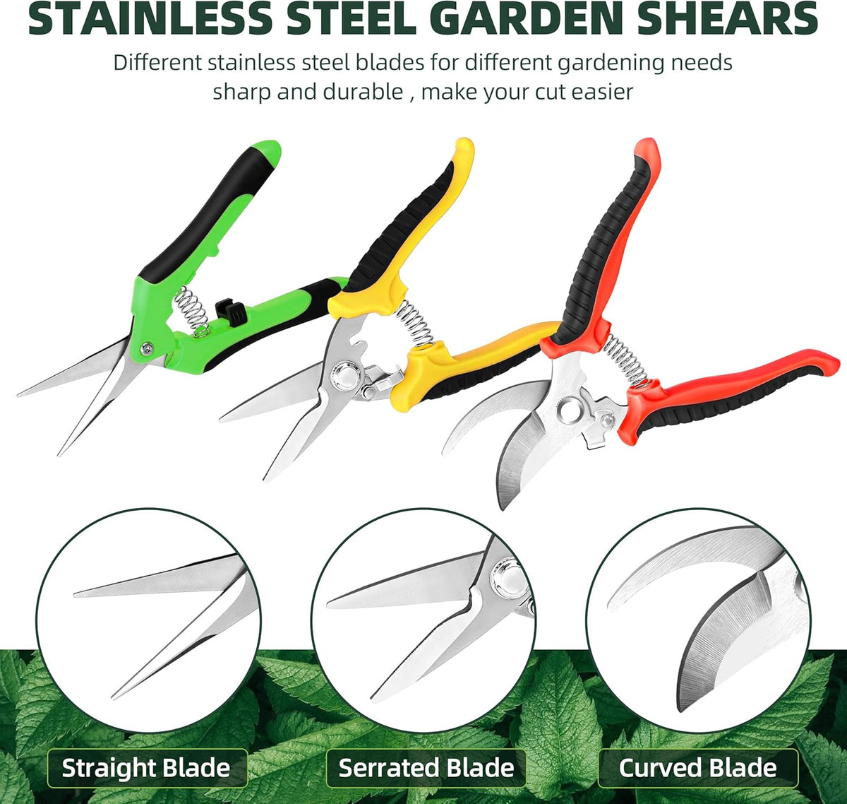 3 Pack Garden Pruning Shears Scissors Clippers (Yellow)