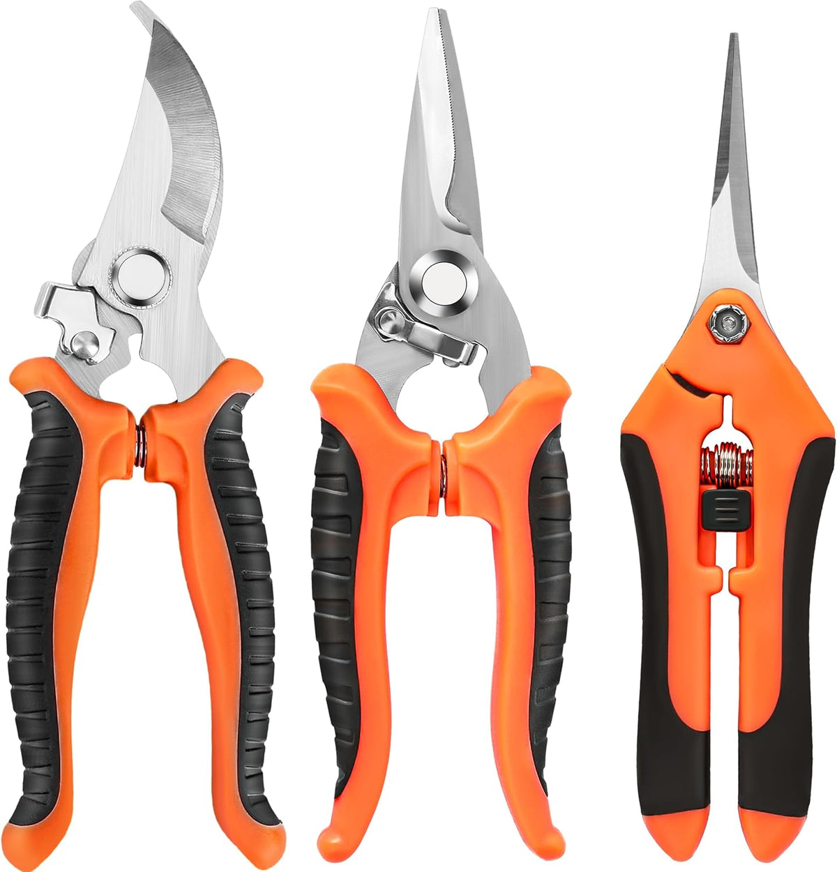 3 Pack Garden Pruning Shears Scissors Clippers (Yellow)