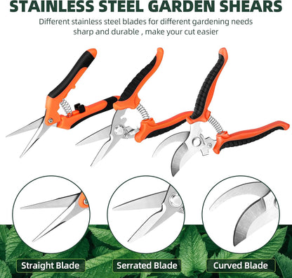 3 Pack Garden Pruning Shears Scissors Clippers (Yellow)