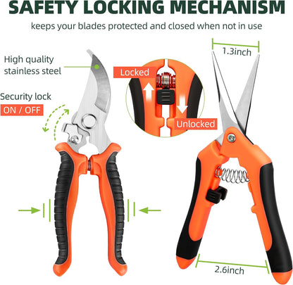 3 Pack Garden Pruning Shears Scissors Clippers (Yellow)