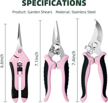 3 Pack Garden Pruning Shears Scissors Clippers (Yellow)